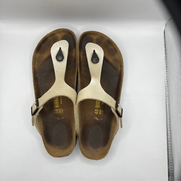 Birkenstock Gizeh Graceful Pearl White Thong Sandals Womens EU40/US9 Leather - Picture 6 of 9